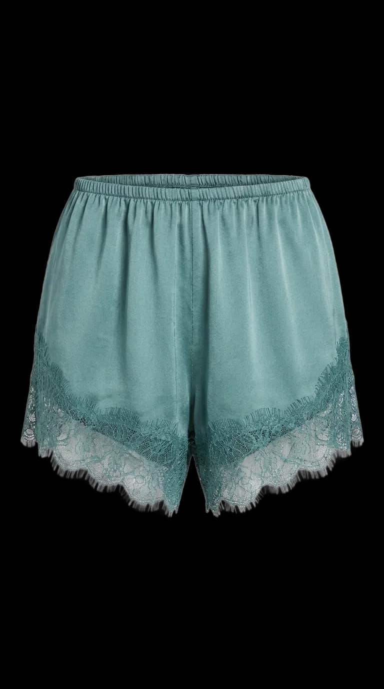 Teal Silk Lace Shorts